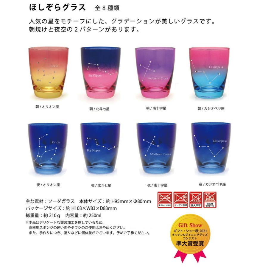ほしぞらグラス カシオペヤ座 夜空モチーフ 星空グラス ギフト