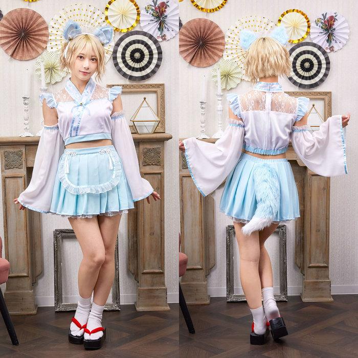 SugarWhip 狐巫女メイド 水色 和風コスチューム コスチューム コスプレ