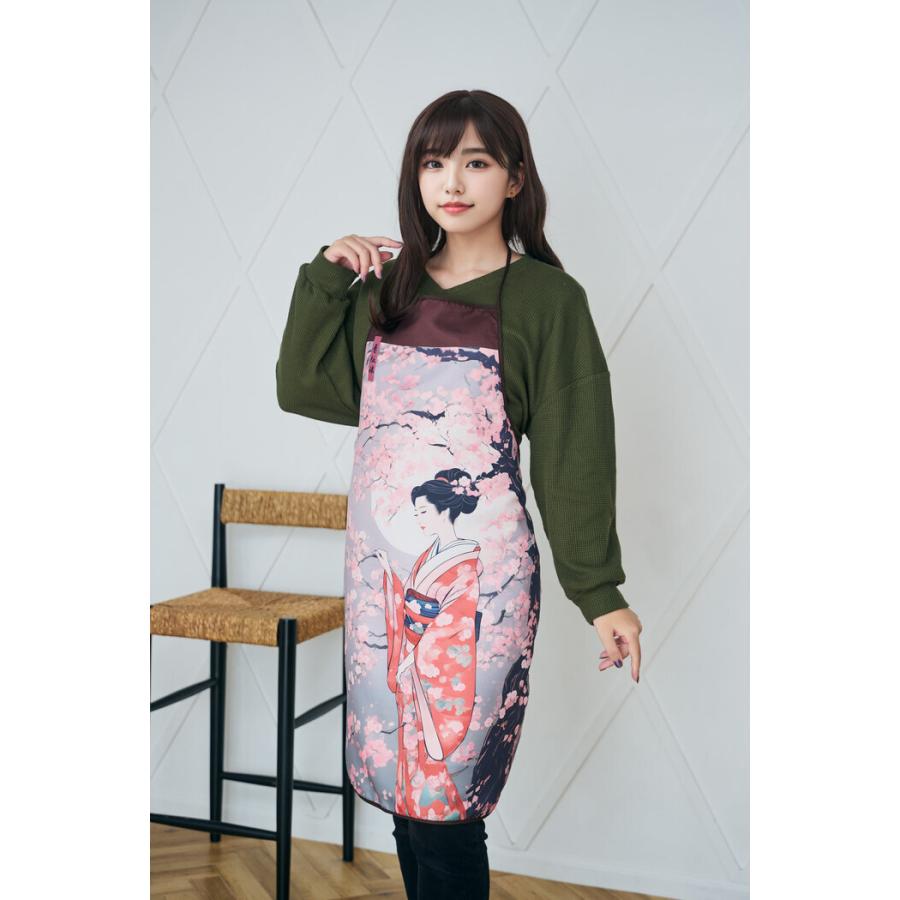 エプロン 桜着物美人 和柄 和もの 日本土産 : ウィッグランド