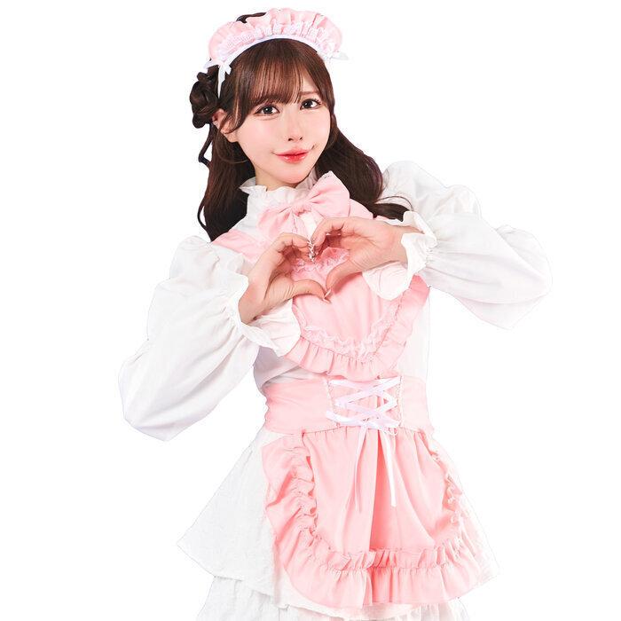 トッピングトップス メイドエプロン ピンク レディース コスチューム