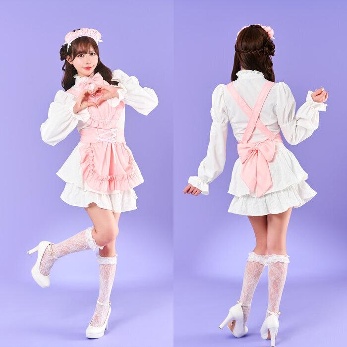 トッピングトップス メイドエプロン ピンク レディース コスチューム