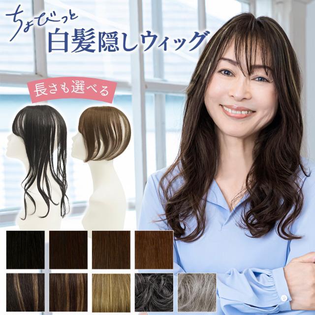 ヘアピース ちょびっと白髪隠しウィッグ 長さが選べるロング