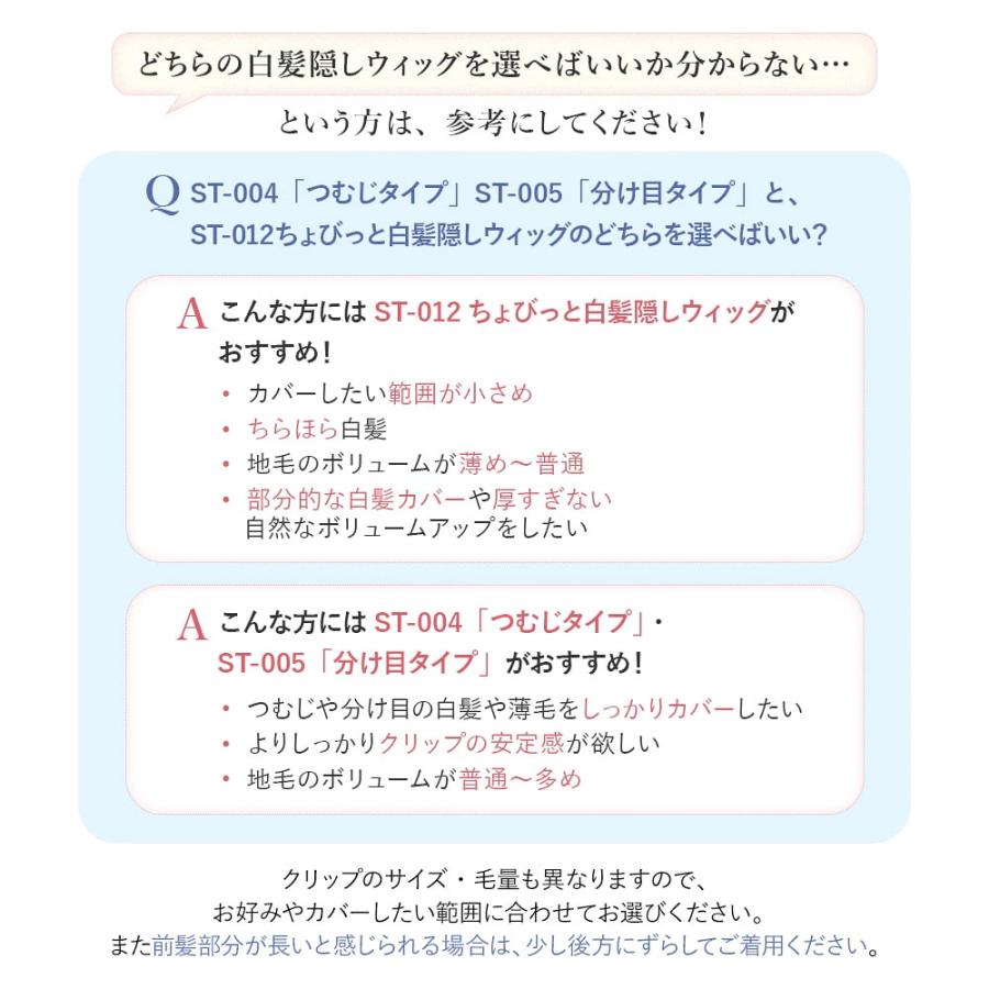 【新色発売】白髪隠し ウィッグ 部分ウィッグ ヘアピース プリシラ ちょびっと白髪隠しウィッグ ロング/スタンダード ST-012 ST-012L |  | 19