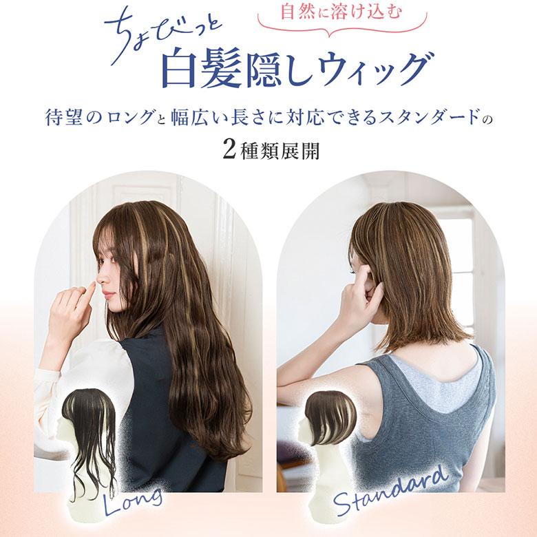 ヘアピース ちょびっと白髪隠しウィッグ 長さが選べるロング