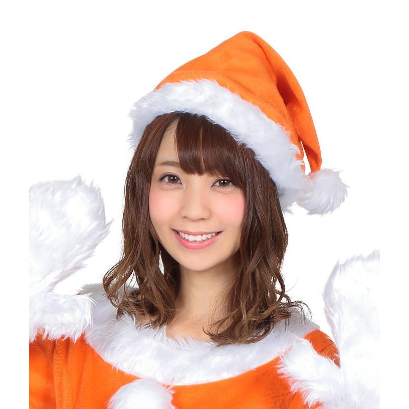 サンタ帽子 オレンジ レディース 女性用 サンタクロース Xmas クリスマス 衣装 コスチューム｜wigland