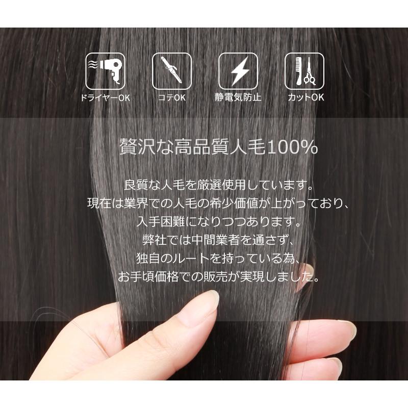 私元気 前髪ぱっつんウィッグ 前髪ウィッグ 人毛 部分ウィッグ F03