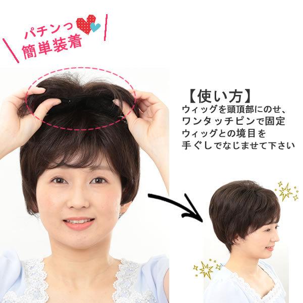 部分 ウィッグ ミセス 自然 薄毛 脱毛症 白髪隠し 増毛 分け目 つむじ ヘアピース 女性用 かつら 脱毛 トップウィッグ 薄毛隠し 小顔 広範囲カバー 6415setの画像
