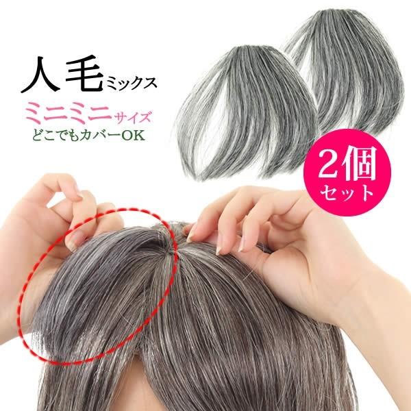 ウィッグ ヘアピース グレイヘア ミックスカラー ウィッグ ヘアピース 人毛 円形脱毛症 部分ウィッグ グレーヘアー