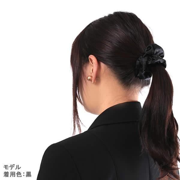 シュシュ 黒 ブラック 仕事用 まとめ髪 ヘアアクセサリー 冠婚葬祭