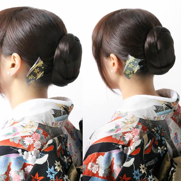 和装 ウィッグ お団子 三つ編み シニヨン まとめ髪 着物 留袖 訪問着