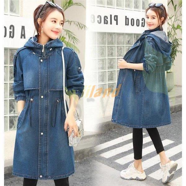 最適な材料 トレンチコート レディース 春 秋 デニム デニムジャケット スプリング コート ロング テロンチ ジャケット 通勤 着痩せ アウター フード付き 新版 Teslaimagem Com Br