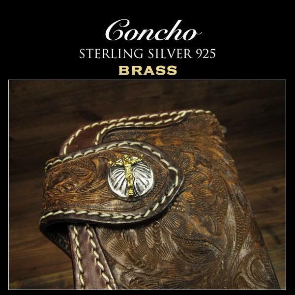 コンチョ シルバー925 イエス・キリスト 十字架 クロスコンチョ レザー