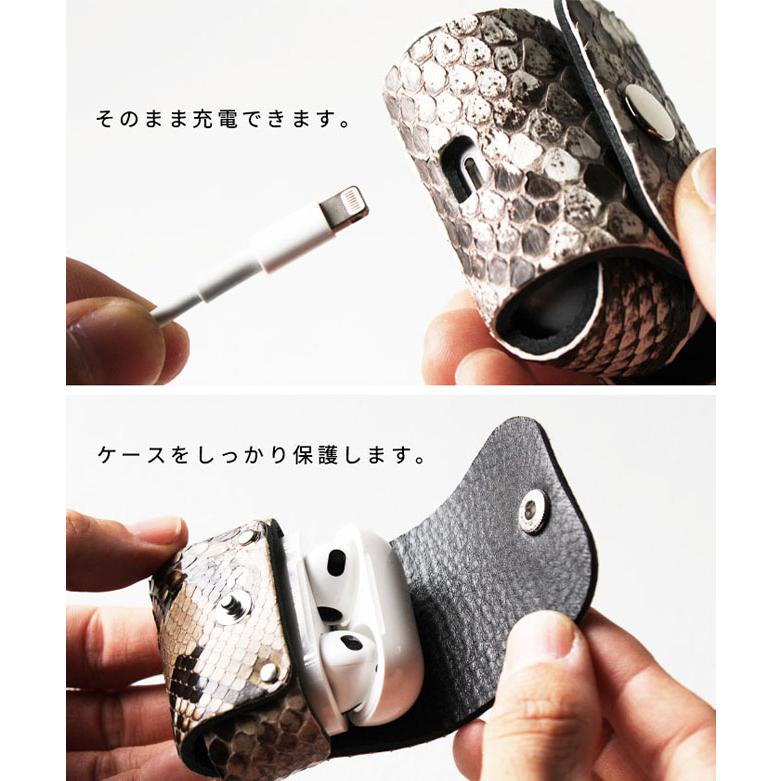 AirPods / pro ケース エアポッズ ヘビ革 ダイヤモンドパイソン