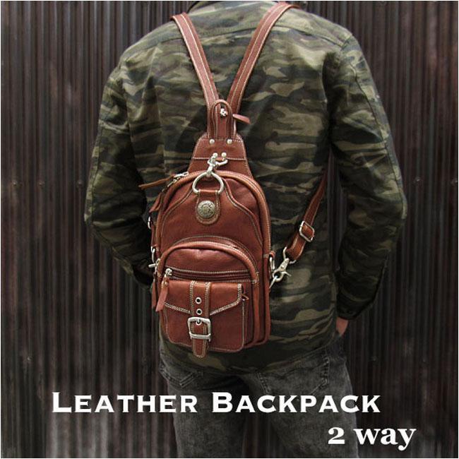 本革 ボディバッグ リュック 2WAY ワンショルダーバッグ 斜めがけ