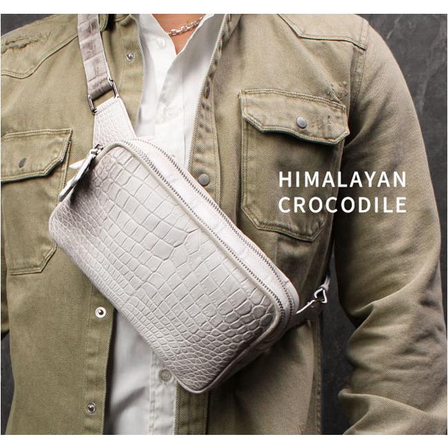 ヒマラヤクロコダイル 本革 斜めがけ ボディバッグ ワニ革 バッグ