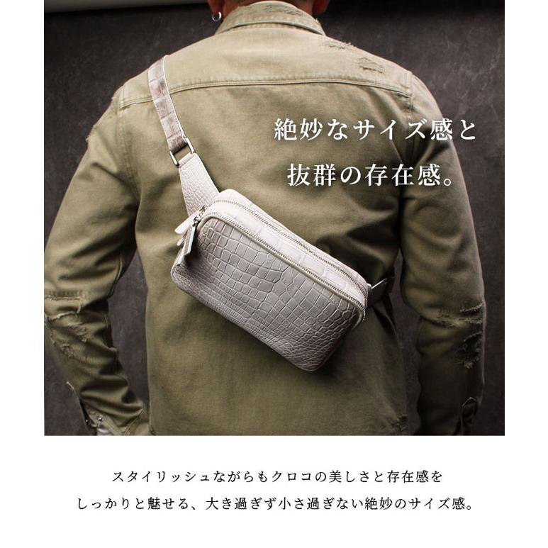本革 ヒマラヤクロコダイル バック 新品、未使用 ヒマラヤクロコダイル 本革 斜めがけ ボディバッグ ワニ革 バッグ
