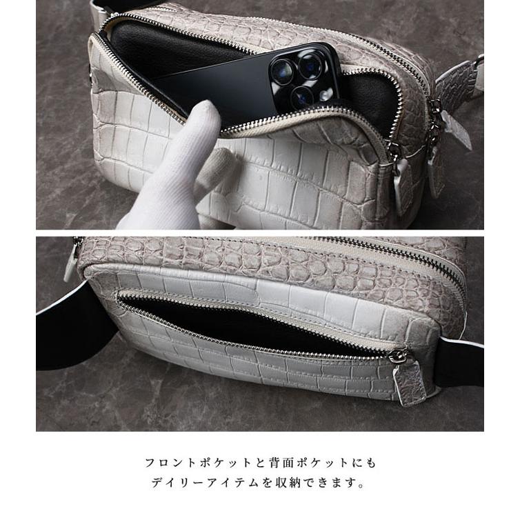 ヒマラヤクロコダイル 本革 斜めがけ ボディバッグ ワニ革 バッグ