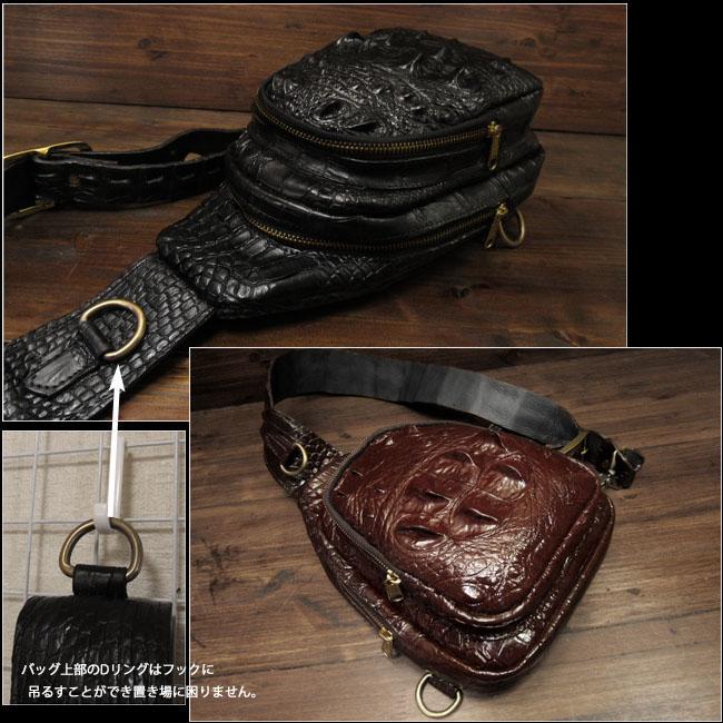 クロコダイル ボディバッグ メンズ 斜め掛けバッグ ワニ革 本革 クロコダイル ボディバッグ メンズ 斜め掛けバッグ ワニ革 本革