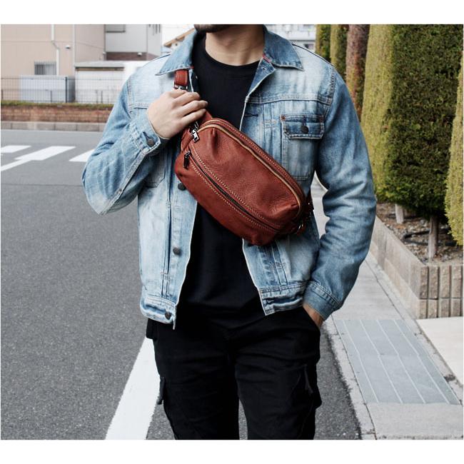 本革 レザー ボディバッグ バックパック 斜めがけバッグ ワン