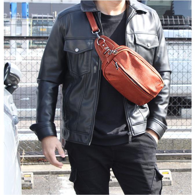 本革 レザー ボディバッグ バックパック 斜めがけバッグ ワン