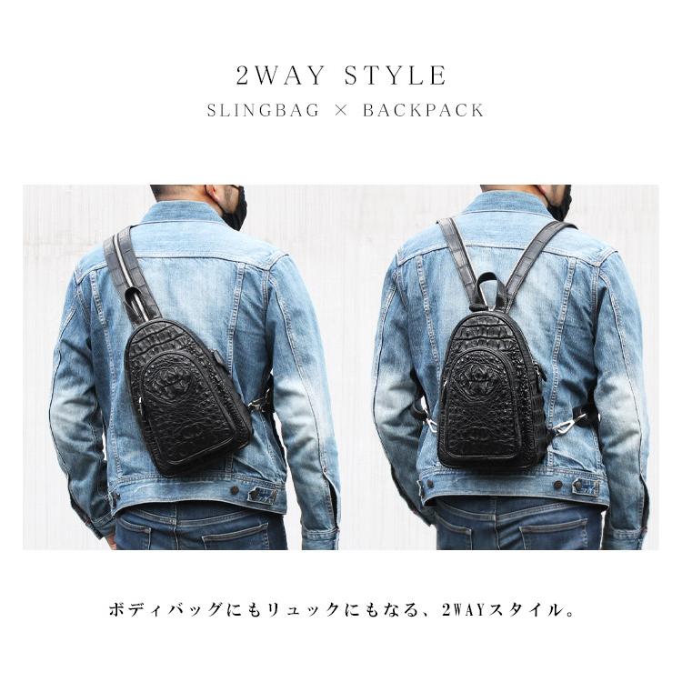 SIAMNESS シャムネス クロコダイル 本革 斜めがけ ボディバッグ SIAMNESS シャムネス クロコダイル 本革 斜めがけ ボディバッグ