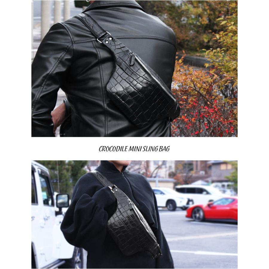 クロコダイル ボディバッグ スリング ショルダーバッグ 斜め掛け