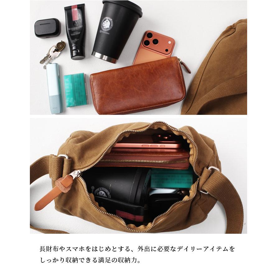 キャンバス ショルダーバッグ ブラウン キャンバス ショルダーバッグ ロールバッグ ボディバッグ 斜めがけ 8号