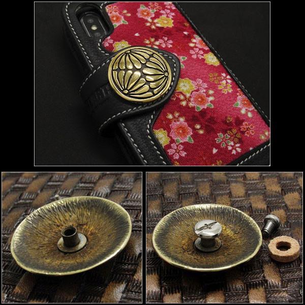 家紋コンチョ 真鍮製 丸に三つ割り菊 真鍮 ブラスコンチョ3.5cm (ID