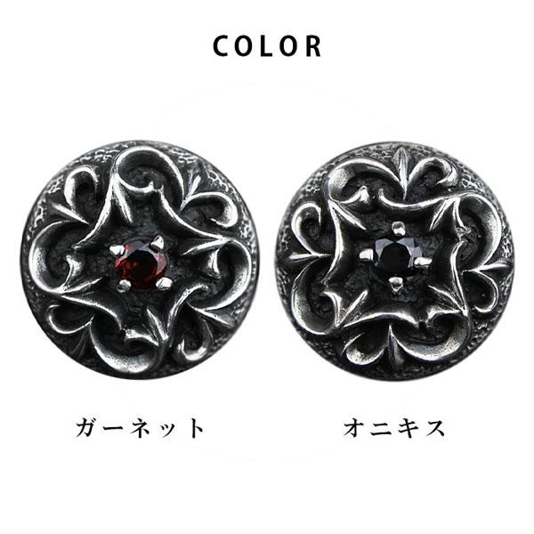 コンチョ シルバー925 ねじ式コンチョ ガーネット オニキス 赤 黒