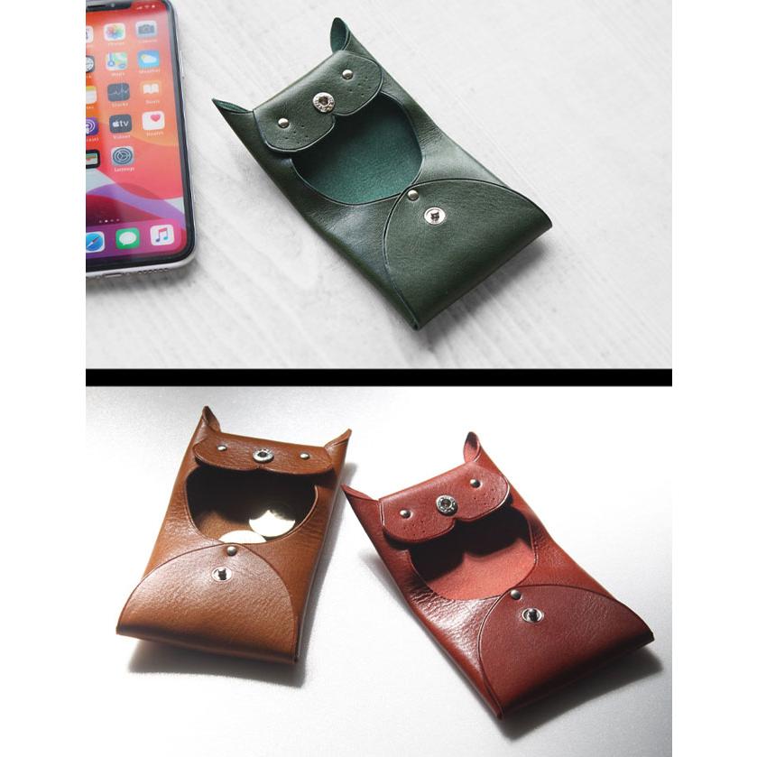 ネコ 猫型 ミニ コインケース 本革 小銭入れ 小物入れ アクセサリー
