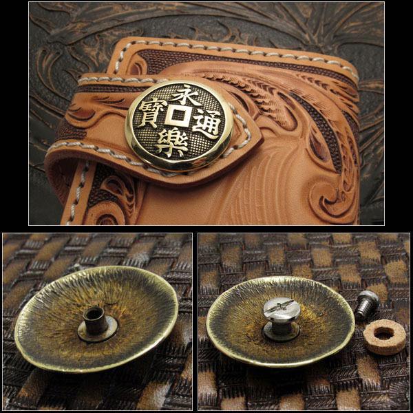 家紋コンチョ 真鍮製 戦国武将 仙石秀久 家紋 永楽銭紋 ブラスコンチョ