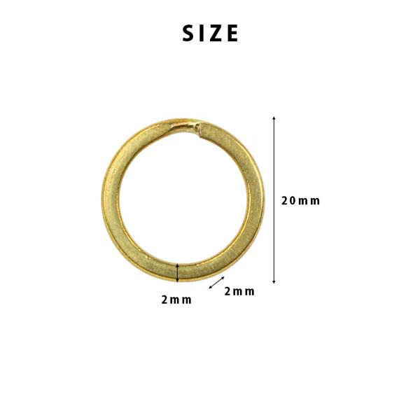 二重リング 真鍮 ブラス 外径2cm 20mm 2個 ゴールド リング 平形 平
