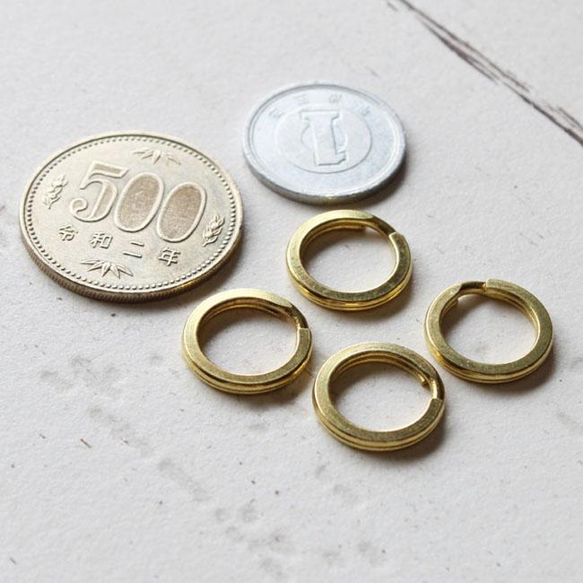 二重リング 真鍮 ブラス 外径1.5cm 15mm 4個 小さい ミニ ゴールド