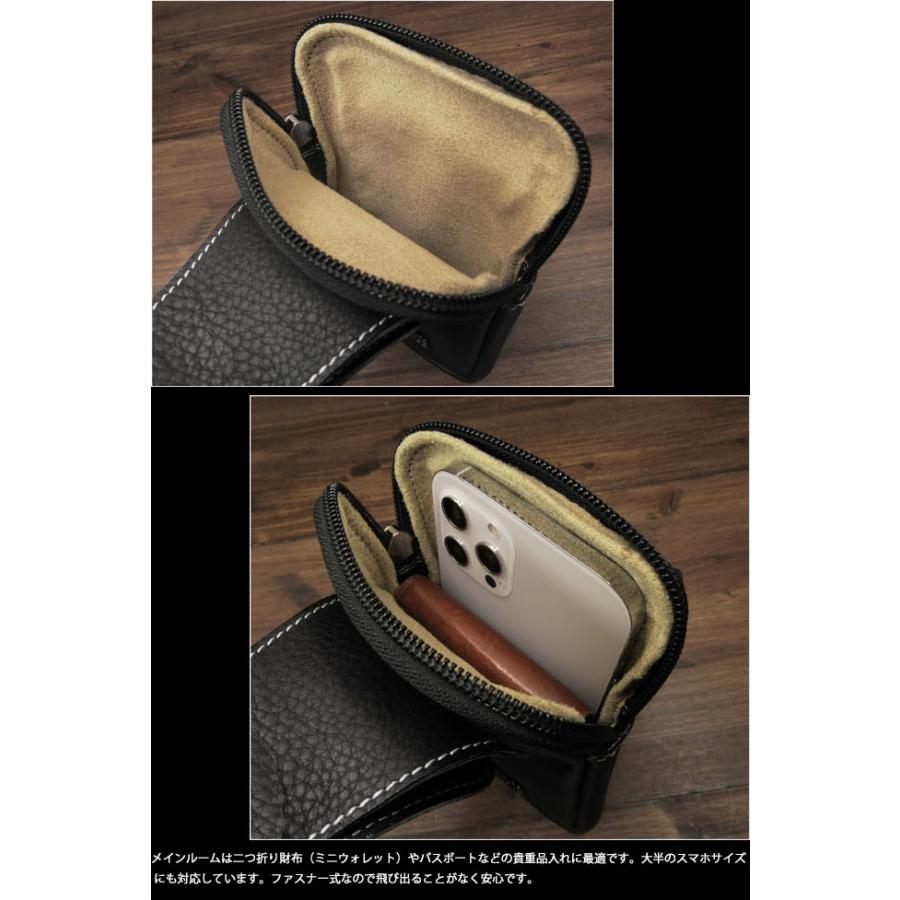 レザーベルトポーチ ミニ ウエストポーチ スマホケース たばこ