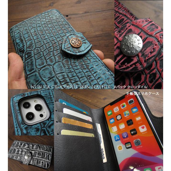 クロコダイル iPhoneケース 背面ケース ハンドメイド レザークラフト 一点モノ商品 ヌバック クロコダイル 本革 レザー iPhoneケース
