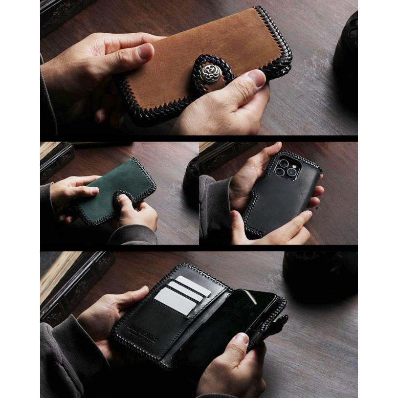 iPhone ケース 手帳型 サッビア 編み込み 姫路レザー 本革 コンチョ