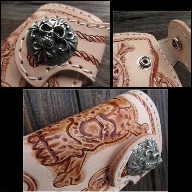 革 キーケース キーホルダー スカル カービング レザー 本革