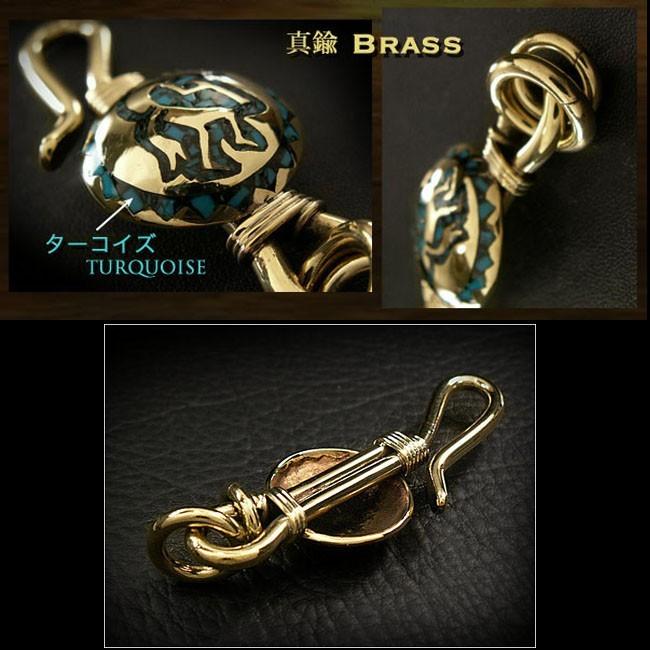 KAPITAL キャピタル 希少 ターコイズストールホルダー 真鍮　アクセサリー 真鍮製キーホルダー 真鍮 ココペリ インディアンジュエリー ターコイズ