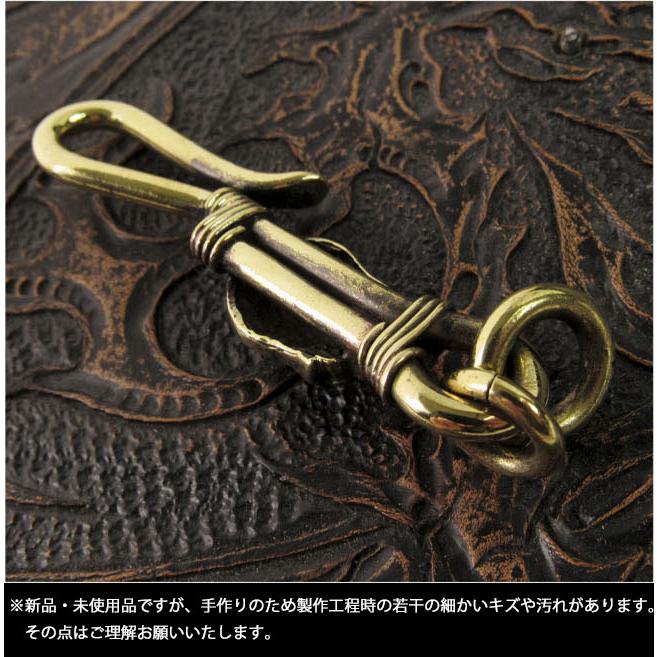 キーホルダー キーフック 真鍮 ターコイズ スカル ドクロ ブラス (ID