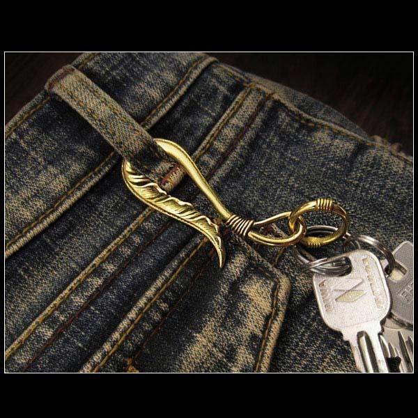 キーホルダー キーフック 釣り針フック キーチェーン キーリング 真鍮