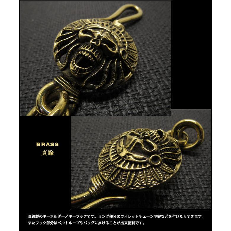 キーホルダー キーフック 真鍮 スカル ドクロ 髑髏 (ID kh438k5