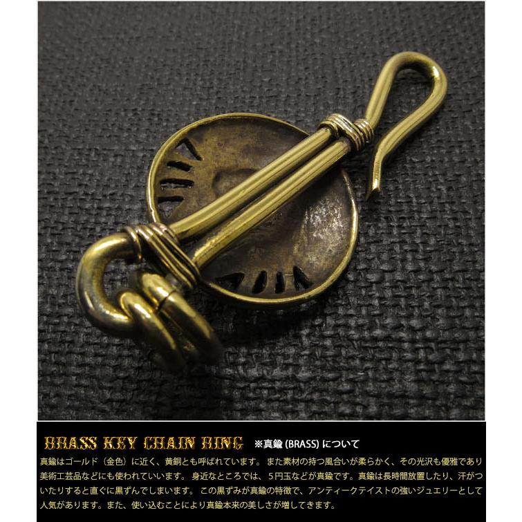 キーホルダー キーフック 真鍮 スカル ドクロ 髑髏 (ID kh438k5