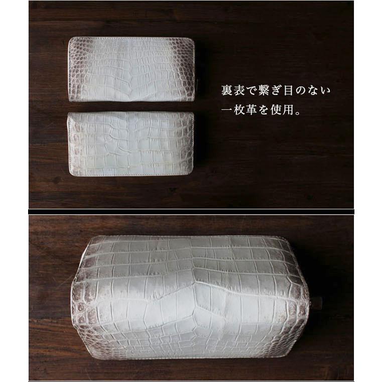 メンズ／レディース ヒマラヤクロコダイル ラウンドファスナー 長財布 ホワイト 白 ワニ革 ウォレット (ID lw400)za022の画像
