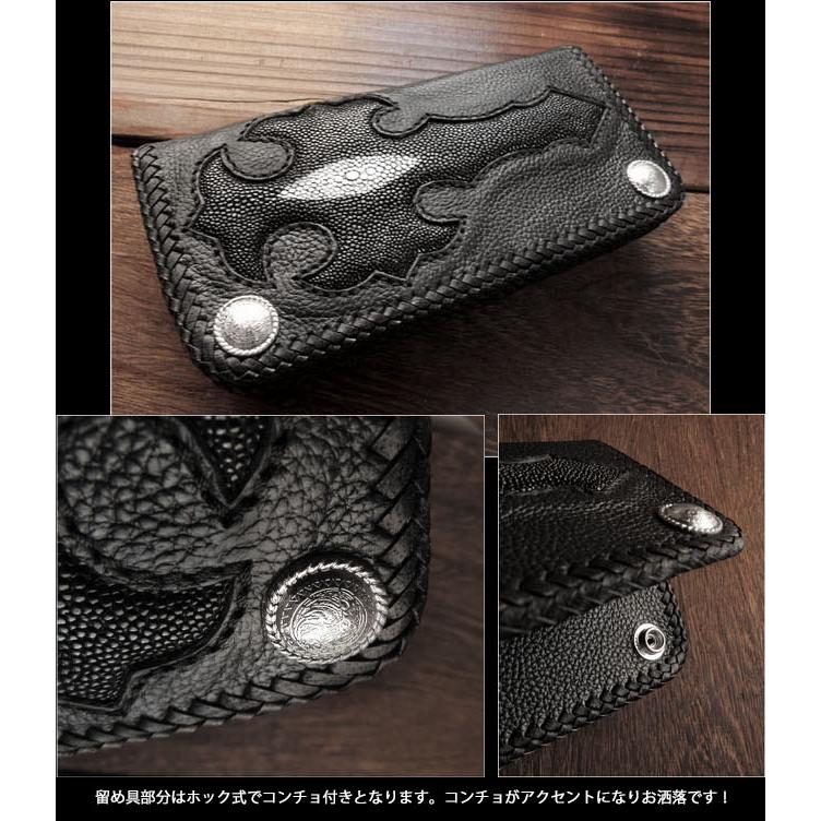 スティングレイ 二つ折り長財布 財布 バイカーウォレット エイ革 スティングレイ 二つ折り長財布 財布 バイカーウォレット エイ革