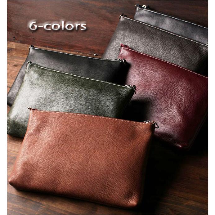 XLサイズ 本革 ポーチ 小物入れ 6色 レザー 牛革 クラッチバッグ