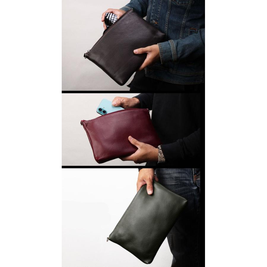 XLサイズ 本革 ポーチ 小物入れ 6色 レザー 牛革 クラッチバッグ