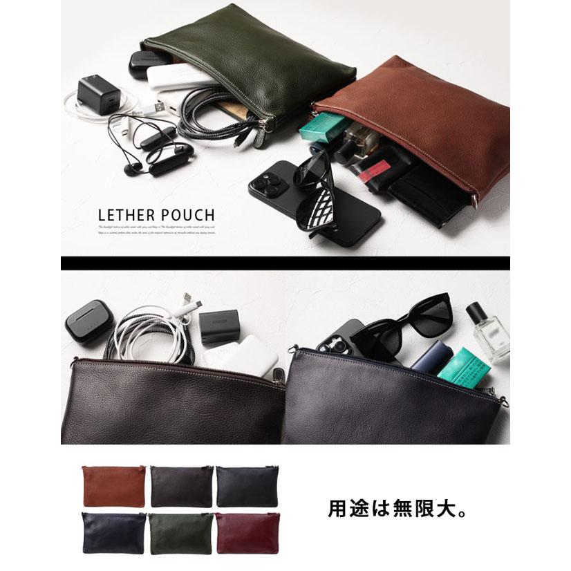XLサイズ 本革 ポーチ 小物入れ 6色 レザー 牛革 クラッチバッグ