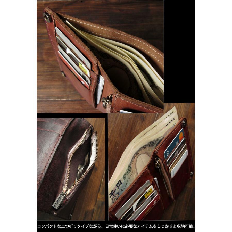 二つ折り ハーフ財布 ヴィンテージ加工 本革 ウォレット 財布 レザー