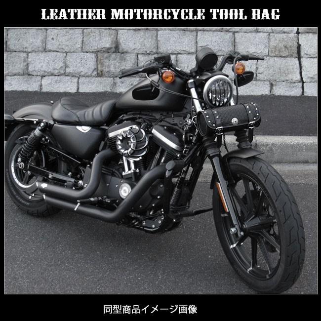 レザー ツールバッグ 本革 フォークバッグ スタッズ付き ツーリング