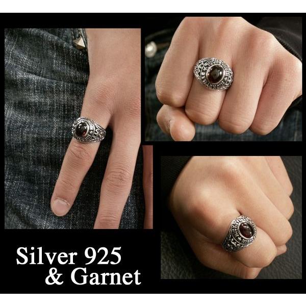 カレッジリング シルバー925 ガーネット シルバーアクセサリー カレッジリング シルバー925 ガーネット シルバーアクセサリー